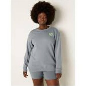 PINK Victoria's Secret Gray and Green Cropped Hoodie with Logo